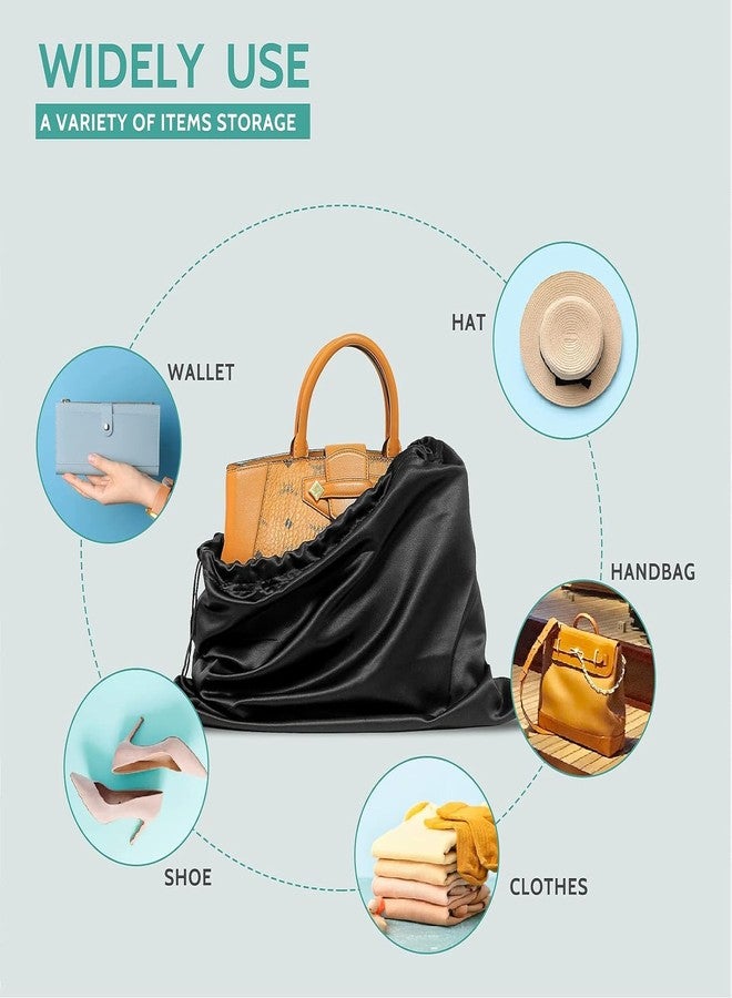 AOFEGRLT 6 Pack Purse Dust Bags Large Silk Drawstring Dust Bag Cover for Handbag Shoe Storage(Black, M-19.6 × 15.7 in) - Image 4
